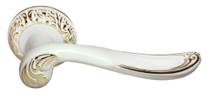 Ручка дверная MORELLI MH-22-CLP W/PG «GIUSEPPE», цвет — белый/золото