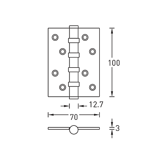 Петля Archie латунная универсальная A010-C 100*70*3-4BB-1U матовая латунь