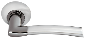 Ручка дверная MORELLI MH-06 SN/BN «ПИЗА», цвет — белый никель/черный никель