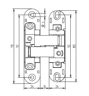 Скрытые петли MORELLI с 3-D регулировкой HH-2 PC, цвет — хром