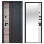 Входная дверь Luxor 2МДФ Дуб Вертикаль Зеркало