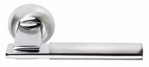Ручка дверная MORELLI MH-13 SN/CP «УПОЕНИЕ», цвет — белый никель/полированный хром